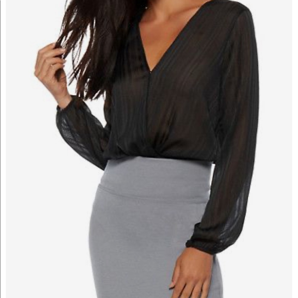 NWT Shadow Striped Black Bodysuit - Size Small